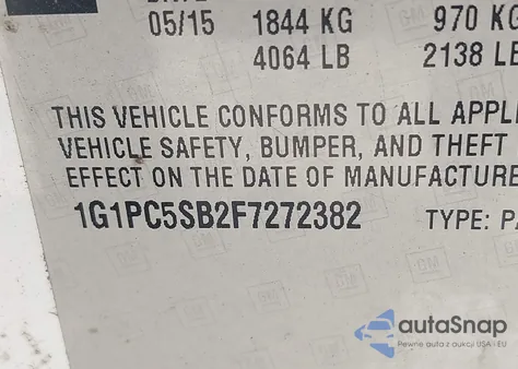 2015 Chevrolet Cruze 1Lt Auto from USA, damaged, VIN 1G1PC5SB2F7272382